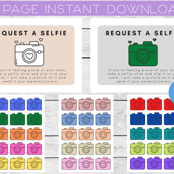 Classroom Request A Selfie, Student Ownership of Work, Positive Classroom Communication, 10 Page PDF Bundle