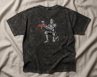 Knight Kneeling with Creatine T-Shirt | Medieval Armor Illustration