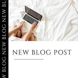 May include: A person working on a laptop computer in bed. The laptop is open and the person is typing on the keyboard. The text "NEW BLOG POST" is visible on the screen.