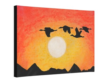 Due South Geese Outdoors Nature Art  - Canvas Photo Tile