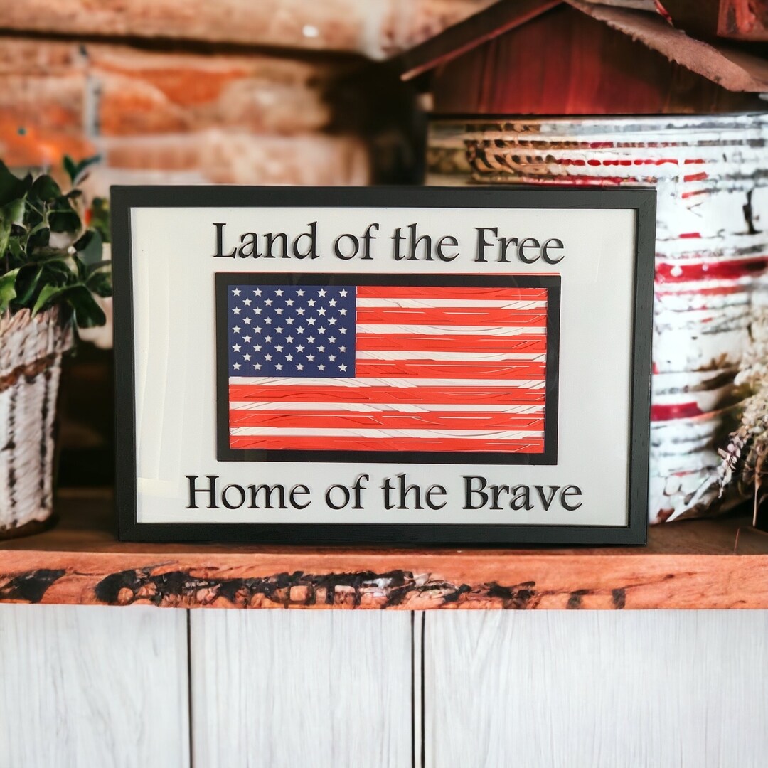 US Flag Papercut Shadowbox Decoration Etsy