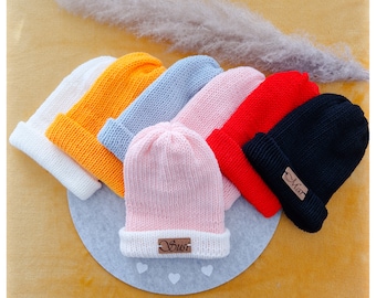 Customizable Wool Hat Knitted Hat Beanie for Spring Autumn and Winter Unisex White Yellow Grey Pink Red Black Multicolored byTHD