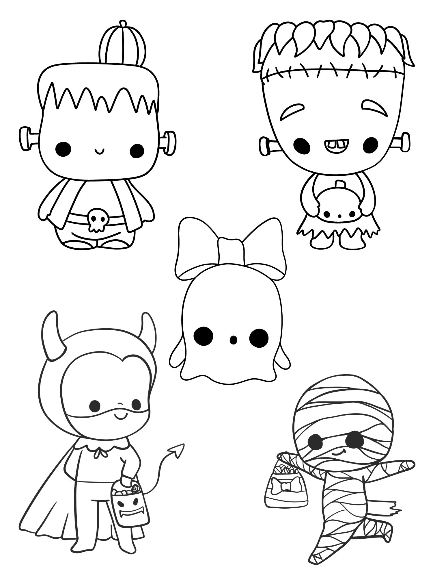 Cute Halloween Coloring Pages Collection! (21 Pages) Boo Sheet Cute ...