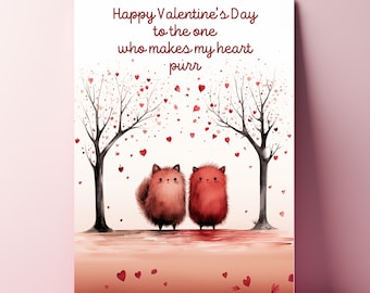 Printable Valentines Day Cards, Cats Valentines Day Card, Valentines Printable, Valentines cats,  Digital Print, Instant Download