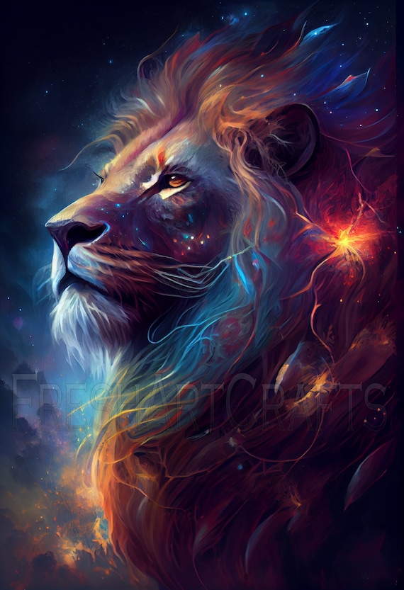 Buy Cosmic Lion Wall Art Space Lion Art Lion Digital Art Print