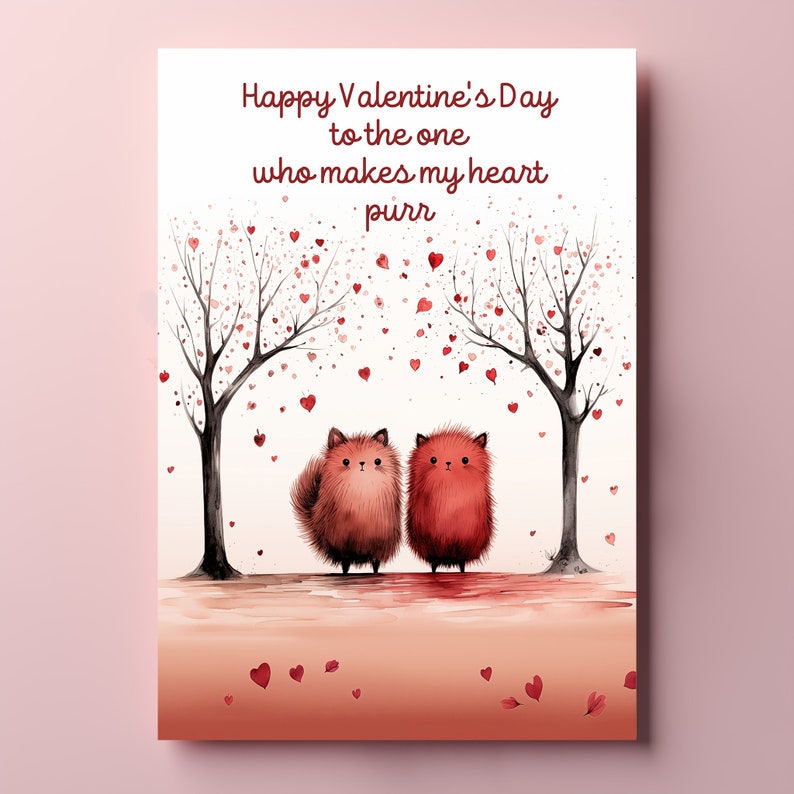 Printable Valentines Day Cards Cats Valentines Day Card Valentines Printable Valentines Cats