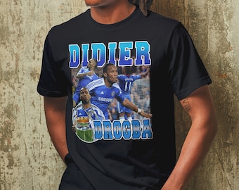 Didier Drogba Vintage Bootleg T-shirt With African Icon and Soccer