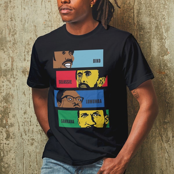 T-Shirt Design Leaders africains - Sankara, Lumumba, Selassie, Biko - Panafricain