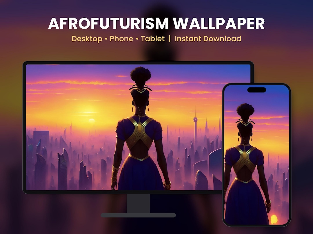 Afrofuturism Wallpaper, Black Queen Blue Gold, Black Art Phone Desktop ...