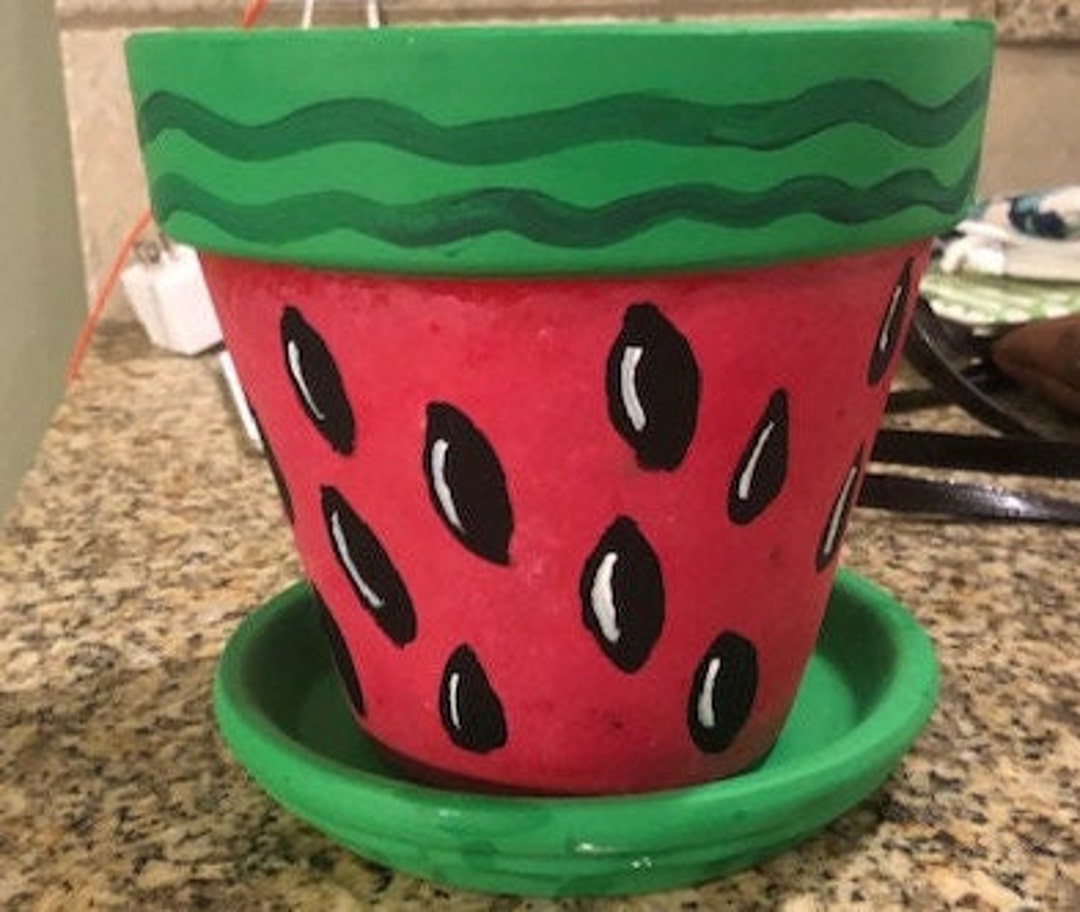 Watermelon Flower Pot Etsy