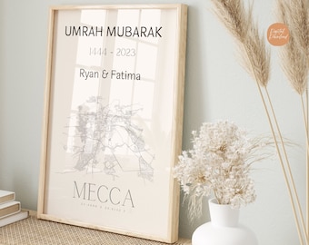 Umrah Mubarak cadeau | Gepersonaliseerde Umrah Mubarak Print | Hajj Mubarak afdrukken | Gepersonaliseerde Umrah Gift & Hajj Gift | Digitaal downloaden