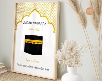 Cadeau Omra Moubarak | Impression Omra Mubarak personnalisée | Impression Hajj Moubarak | Cadeau Omra personnalisé et cadeau Hajj | Téléchargement numérique