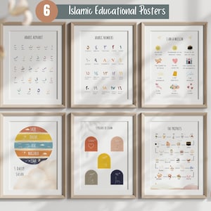 Juego de 6 láminas educativas islámicas / Pósteres islámicos para la educación en el hogar / Descarga digital / Láminas islámicas para salas de juegos / Láminas islámicas para guarderías