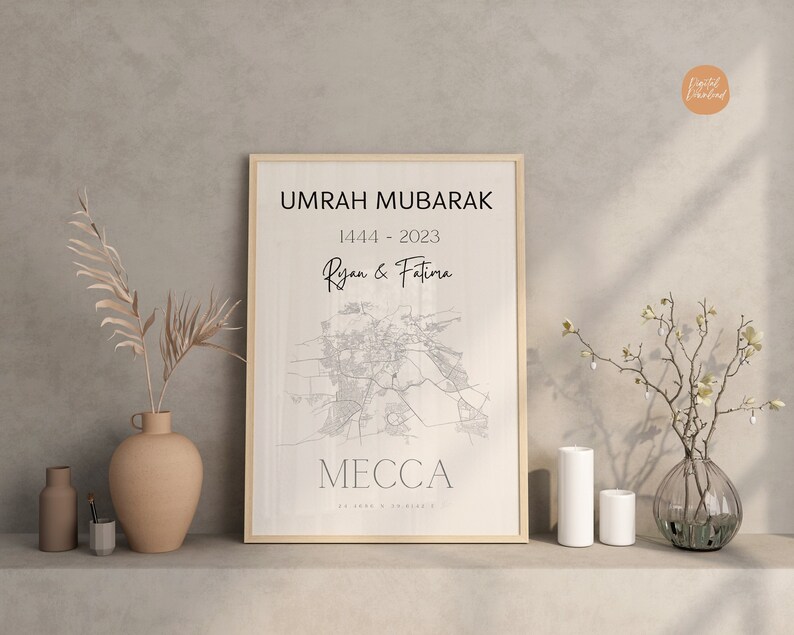 Umrah Mubarak gift Personalized Umrah Mubarak Print Hajj Mubarak Print Personalized Umrah Gift & Hajj Gift Digital Download image 2