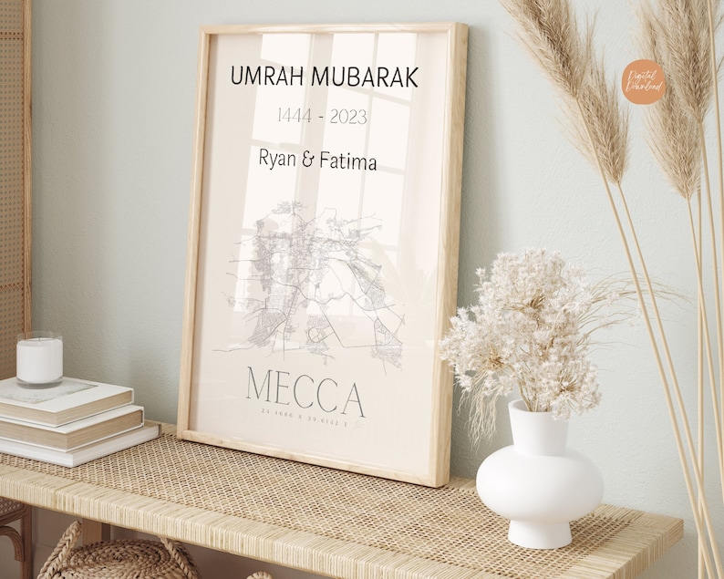 Umrah Mubarak gift Personalized Umrah Mubarak Print Hajj Mubarak Print Personalized Umrah Gift & Hajj Gift Digital Download image 1