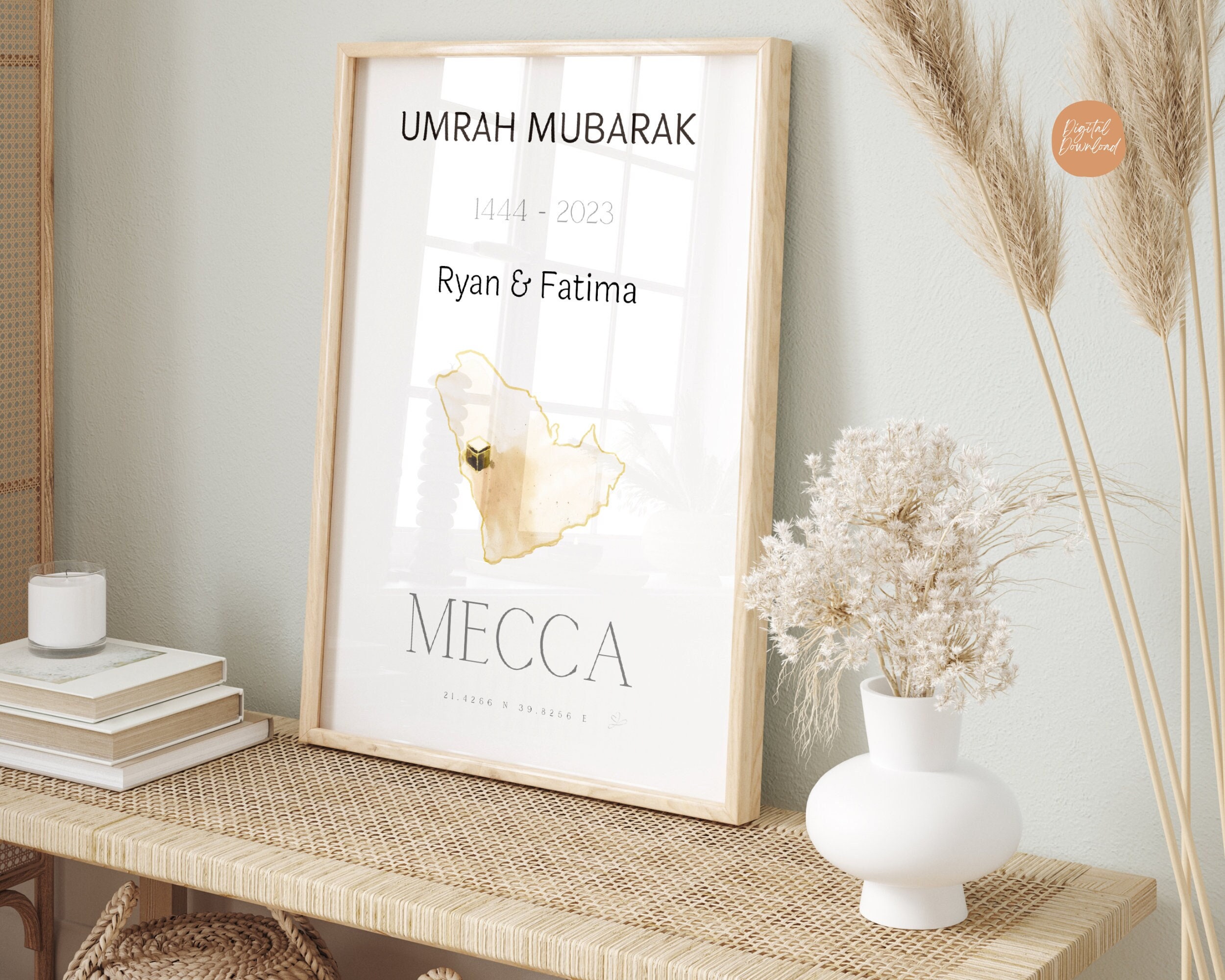 Impression de feuille de luxe Omra Moubarak Cadeau du Hajj Cadeau de la Omra  Impression personnalisée Impression Omra Cadeau islamique Cadeau de la Omra  Machallah islamique -  France