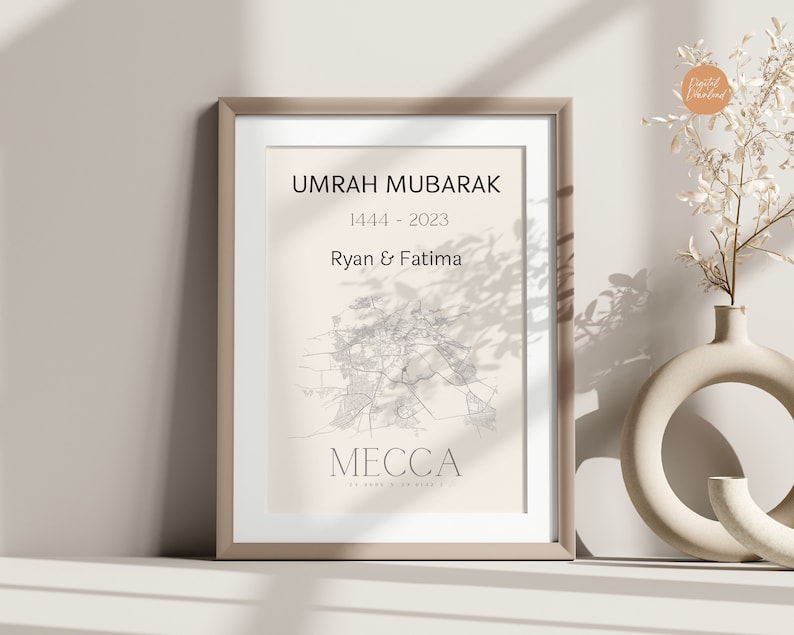 Umrah Mubarak gift Personalized Umrah Mubarak Print Hajj Mubarak Print Personalized Umrah Gift & Hajj Gift Digital Download image 3