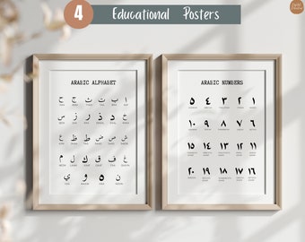 Arabic Alphabet & Numbers Poster Set: Islamic Nursery Decor (Digital Download)