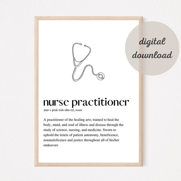 Nurse Practitioner Definition Printable Art, NP Gift, Nursing Graduation Gift, NP School, FNP, Medical School, Medical Art Digital Download