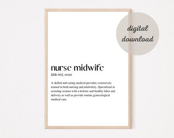 Midwife Definition Print, Student Nurse Midwife Gift, Midwife Graduation Present, Midwife Thank You, Medical School, Nursing School, Labor