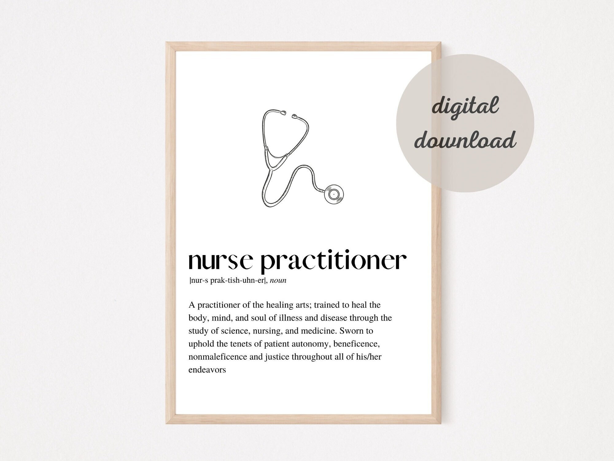 Nurse Practitioner Definition Printable Art, NP Gift, Nursing
