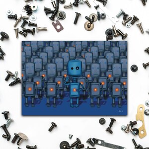 Afdrukbare robotwenskaart, robotverjaardag, robotcadeau, eigenzinnige robot, kapotte robot, kinderverjaardag, verjaardagskaart, lege wenskaart, blanco wenskaart