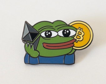 Pepe Crypto Meme Enamel Pin | Peepo Cryptocurrency NFT Pin | Bitcoin BTC Pin | Ethereum ETH Pin | Crypto Gifts