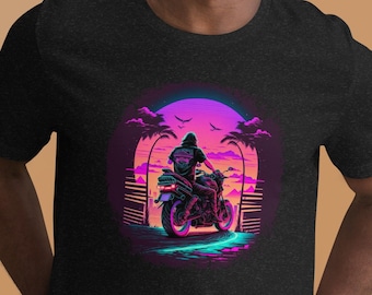 Retro Vintage Motorcycle in Synthwave Style