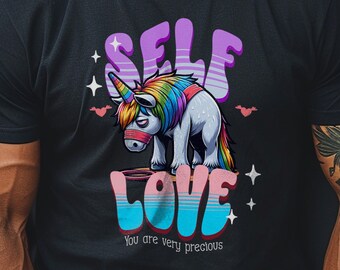 Self Love T-Shirt, Love Yourself Cringy Unicorn Inappropriate Tee