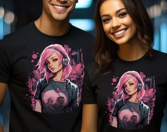 Cyberpunk Anime Girl T-Shirt Unisex,  Futuristic Techwear Aesthetic, Kawaii Manga Shirt, Japanese Streetwear, Japanese Harajuku Clothing