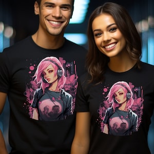Cyberpunk Anime Girl T-Shirt Unisex,  Futuristic Techwear Aesthetic, Kawaii Manga Shirt, Japanese Streetwear, Japanese Harajuku Clothing