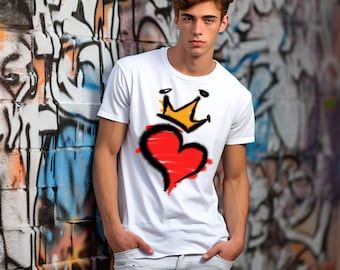 Heart graffiti tshirt present for boyfrient or girlfriend in street art style