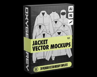 20 Jacket  Vector Mockups Pack, Clothing Brand Templates (AI, Procreate, PNG)