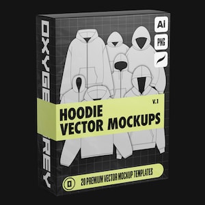 20 Hoodie Vector Mockups Pack, Mallar för klädmärken (AI, Procreate, PNG)