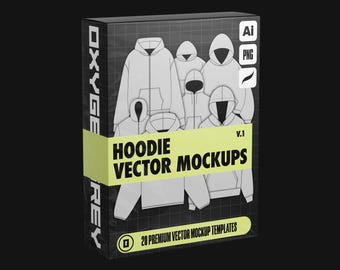 20 Hoodie Vector Mockups Pack, Clothing Brand Templates (AI, Procreate, PNG)