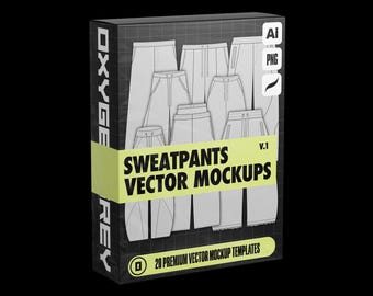 20 Sweatpants Vector Mockups Pack, Clothing Brand Templates (AI, Procreate, PNG)
