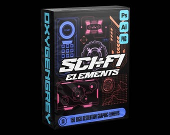 Sci-Fi Design Elements Pack (Vol.1): 100 High-Resolution PNG Graphics, Vectors, Editable PSDs