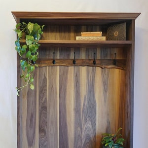 Black Walnut Hall Tree | Live Edge Accent | Mudroom/Entry/Hall/Laundry Furniture | Multi Sizes & Options Available |