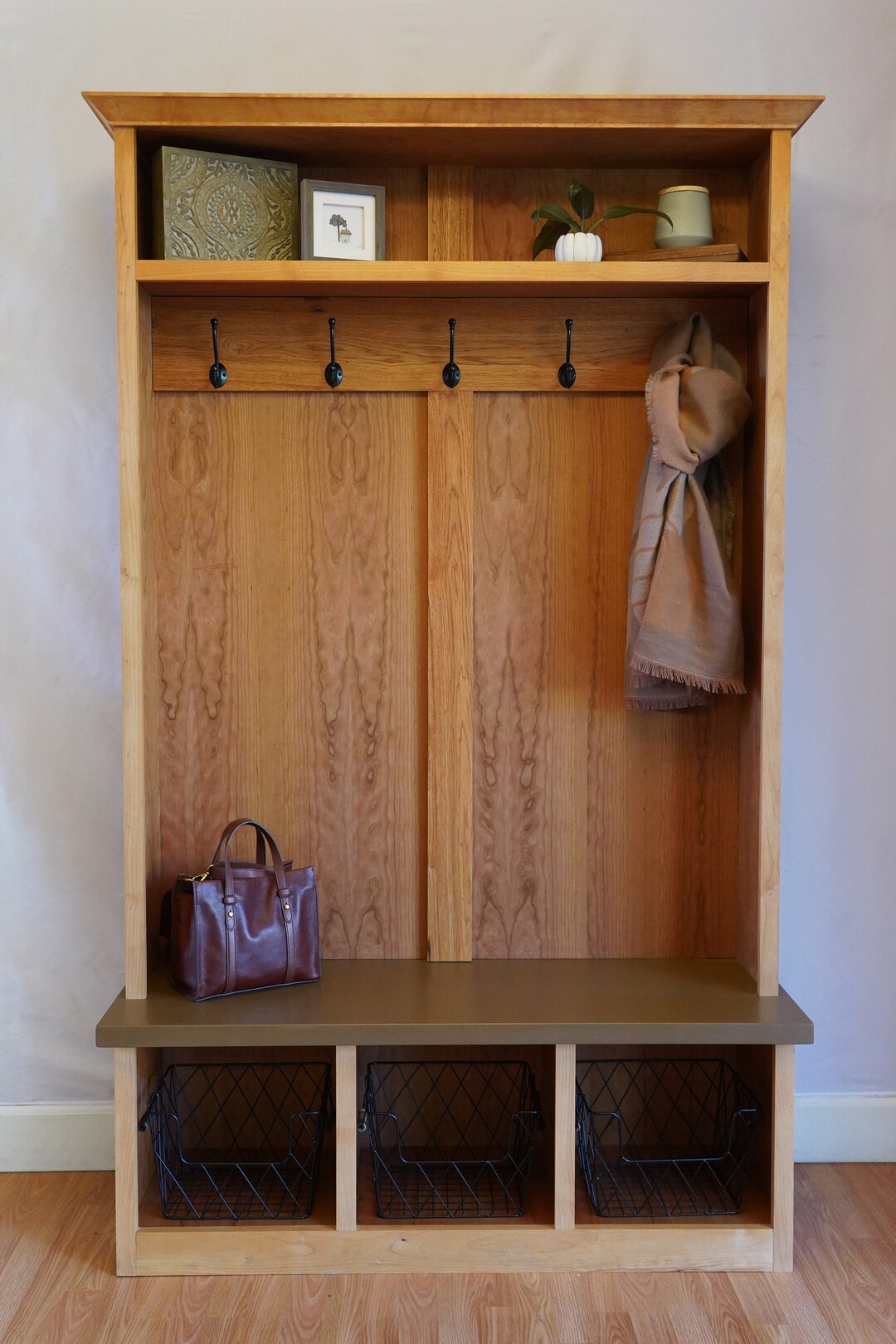 MADE 2 ORDER Traditional Cherry Hall Tree W/wood or Painted Bench