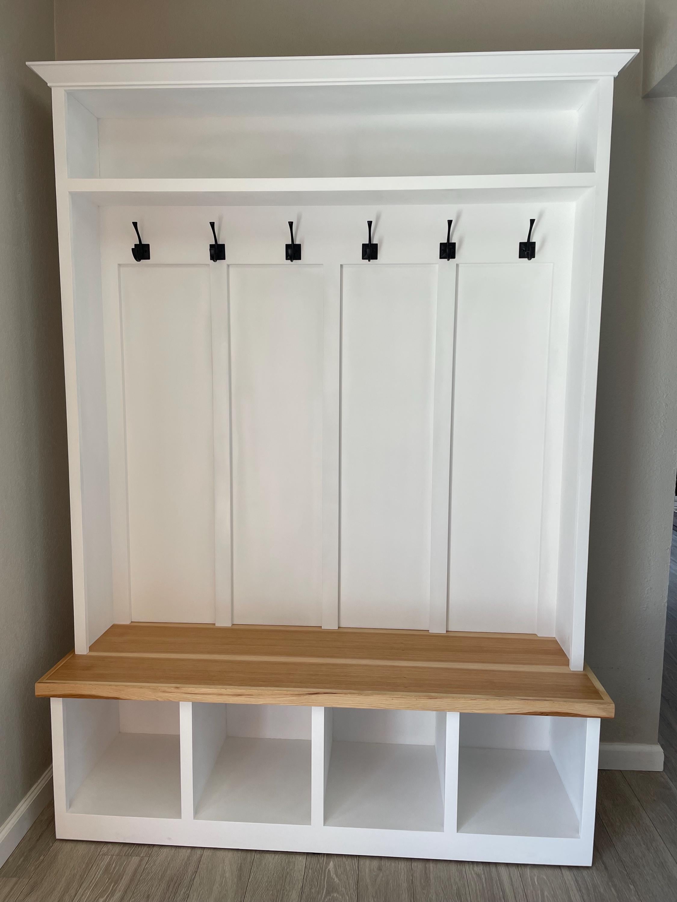 Painted Hall Tree | Mudroom/Entryway/Hall/Laundry Furniture | Multi Sizes, Storage & Lumber Options