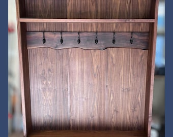 Black Walnut Hall Tree with Live Edge Accent | Entryway Furniture | Live Edge Slab Bench Option | 36" 48" 60" +