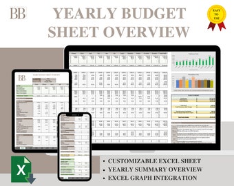 Yearly Budget Sheet | Excel Template Form | Personal Finance Dashboard
