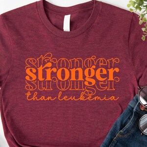 Stronger Leukemia Support Shirt, Leukemia Cancer Awareness Shirt, Orange Ribbon Graphic Shirt, Cancer Warrior Tee, Leukemia Survivor Shirt