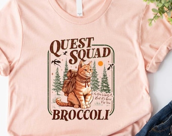 Onyx Storm Quest Squad Broccoli T-Shirt, Fourth Wing Shirt, Broccoli Cat Shirt, Fantasy Bookish, Dragon Rider Gift, Ridoc Merch, Bookish Tee
