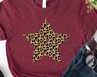 Leopard Star Shirt, Gift for Her, Gifts for Women, Leopard Sweatshirt, Star Sweatshirt, Best Friend Gift, Birthday Gifts, Women Sweatshirt