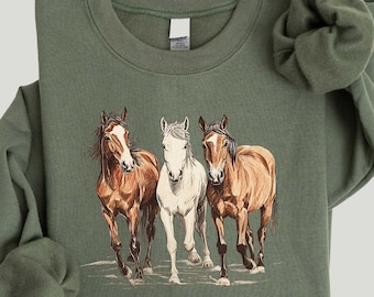 Horses Sweatshirt, Western Shirt, Horse Shirt, Cowgirl Shirt, Horse Shirt, Horse Girl Sweatshirt, Gift for Her, Gift for Him,Gift for Farmer