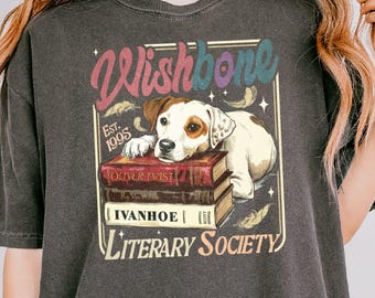 Wishbone Dog Comfort Colors Shirt, Book Lover Shirt, 90s Nostalgia Tee, Book Lover Aesthetic Tee, Teacher Gift, Nostalgia Dog Sweatshirt