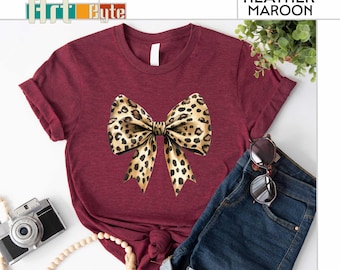 Coquette Leopard Shirt, Leopard Shirt, Coquette Bow Sweatshirt, Coquette Sweatshirt, Mothers Day Gift Shirt, Leopard Shirt, Gift for Her