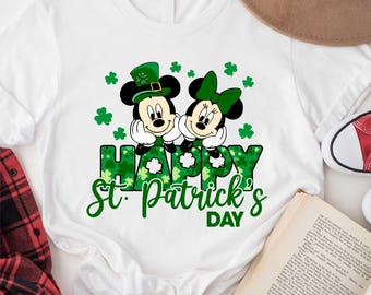 Disney Happy St. Patrick's Day Mickey and Minnie Shirt, Happy St. Patrick's Day Tee, Disney Matching Family St Patricks Shirt,Shamrock Shirt