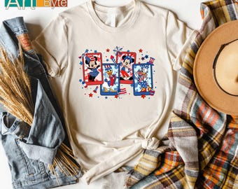 Mickey and Friends Shirt, 4th Of July T-Shirt, Mickey Friends Shirt, Patriotic Memorial Day Tee, Disney T-Shirt, American Family Tee